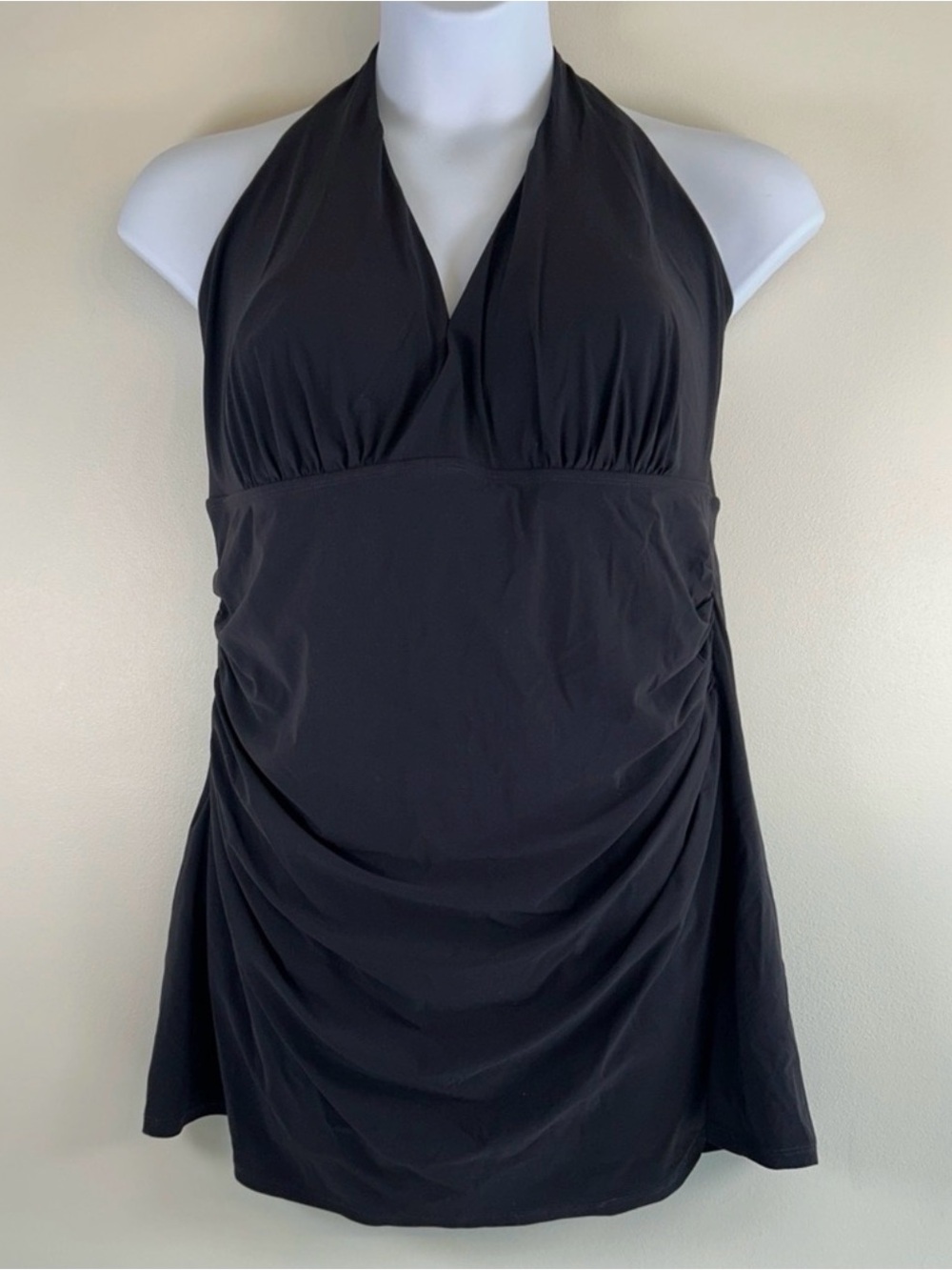 L.L. Bean Women’s 20W Black Halter Swim Dress